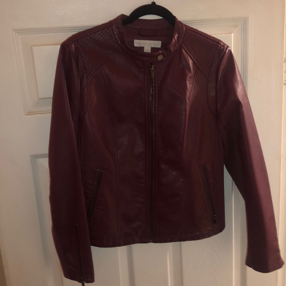 Dark red leather jacket